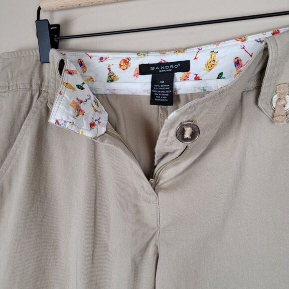 Sandro Sportswear Relaxed Cropped Capri Pants Light Brown Beige Size 10 - Picture 9 of 13